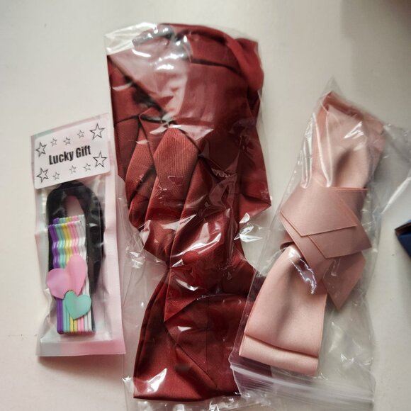 Lot of 2 Red and Pink Silky Hair Bows for Women 2 Piece Set Big Hair Bow Cute Ha - Picture 2 of 8